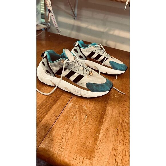 Adidas ZX 22 Boost White Plus Blue Gold Mens Sneakers SZ 8.5 - Picture 3 of 15